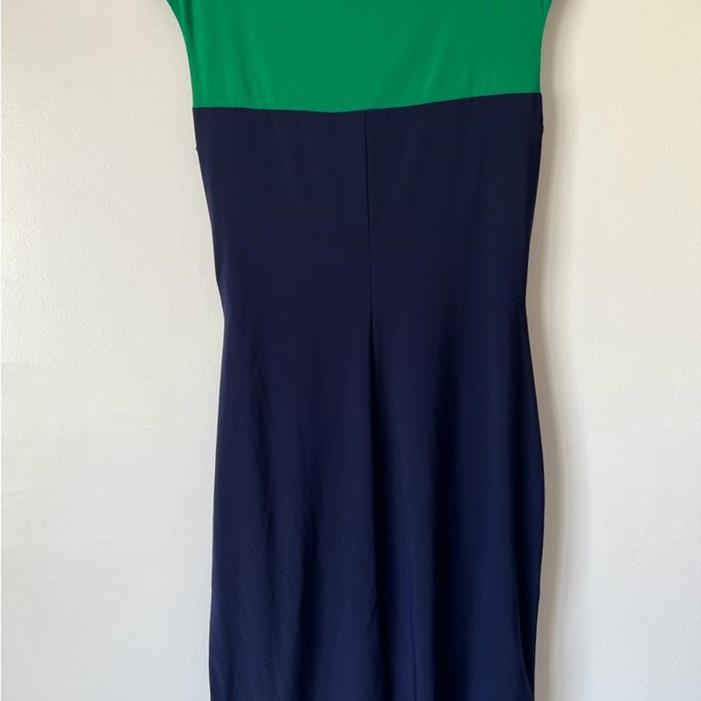 Ralph Lauren Two-Tone Green and Navy Midi Dress - Picture 8 of 9